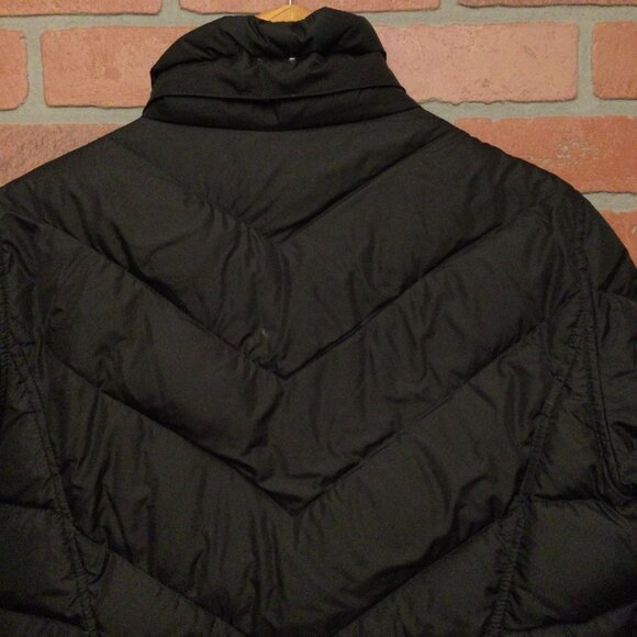 J Crew Womens Down Puffer Coat Size L Black Midi Length Zip Up Winter Jacket - Picture 4 of 8